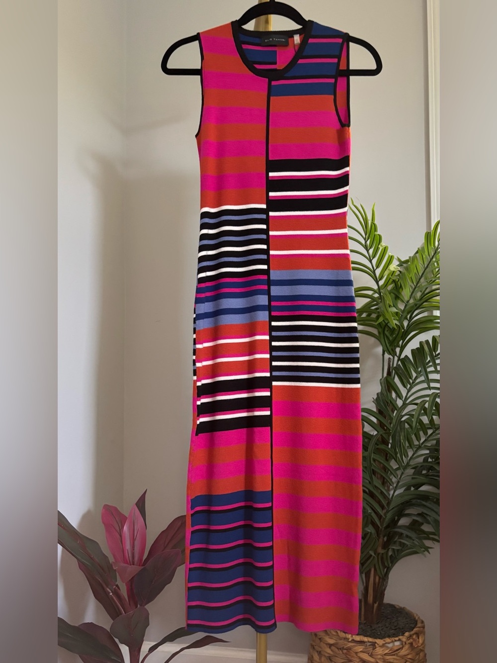 Elie Tahari Selina Stripe Sheath Dress in Pink, Blue & Black - Picture 4 of 16